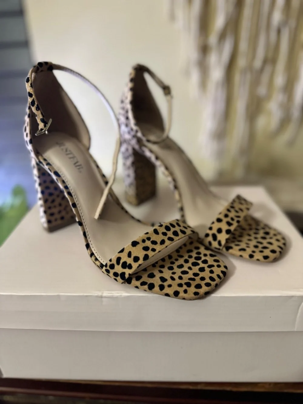 JUSTFAB Cheetah Print Ankle Strap Heels 🐆✨